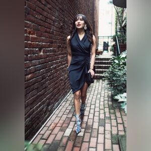 NWT All Saints Sleeveless Navy Wrap-Style Cockail Dress